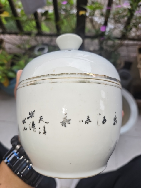 古玩陶瓷民國粉彩人物糖缸真品鑒賞圖