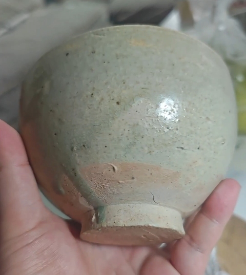 古玩陶瓷青釉杯和托真品鑒賞圖