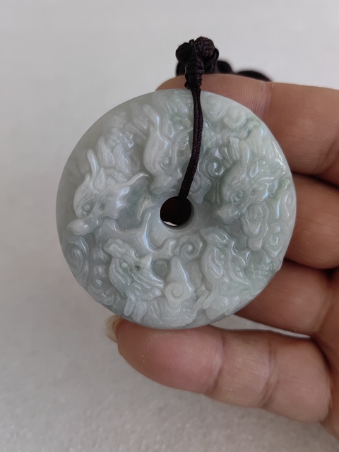 古玩玉器天然翡翠雕“龍紋牌”拍賣,當(dāng)前價(jià)格398元