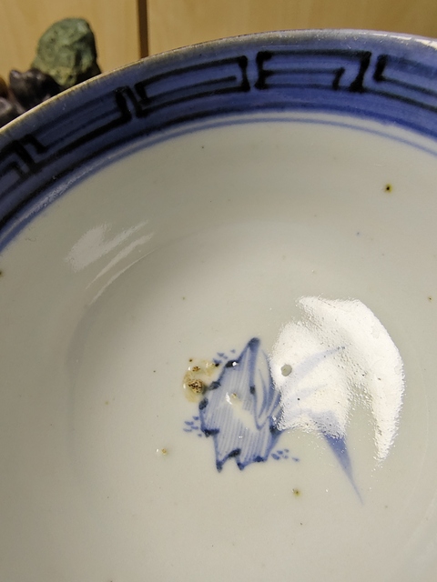 古玩陶瓷大雞圖青花小碗真品鑒賞圖