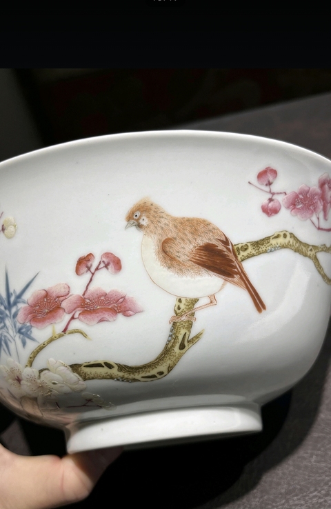 古玩陶瓷粉彩花鳥梅竹紋大碗拍賣,當前價格88888元