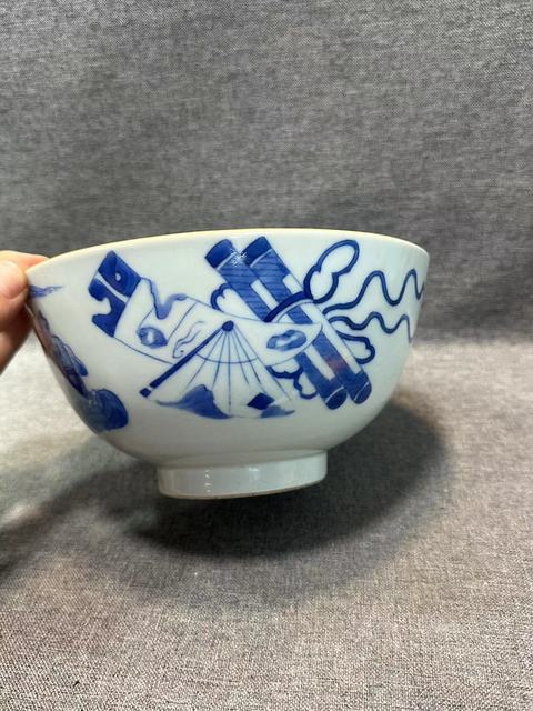 古玩陶瓷道光青花人物博古圖大碗拍賣，當前價格9888元