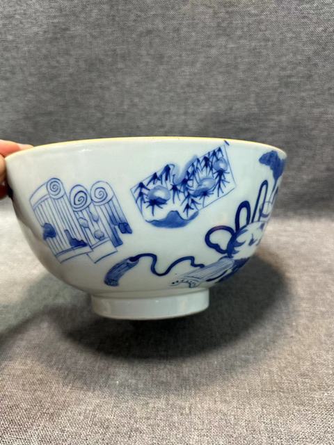 古玩陶瓷道光青花人物博古圖大碗拍賣，當前價格9888元