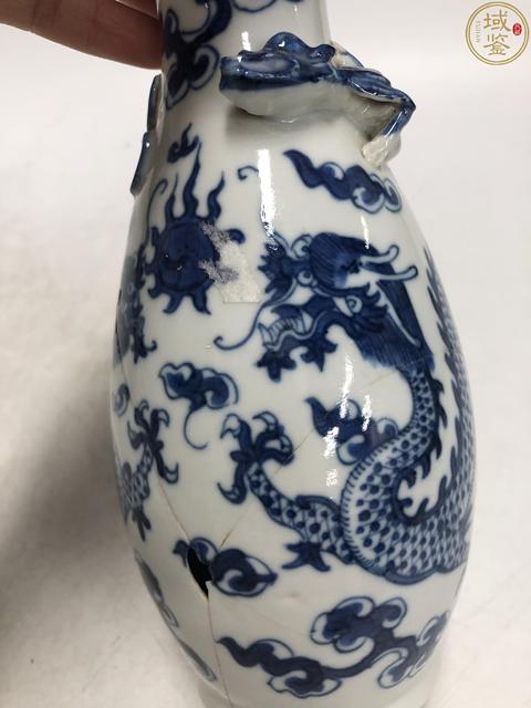 古玩陶瓷青花趕珠龍紋盤螭龍紋瓶拍賣，當前價格980元
