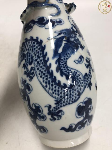 古玩陶瓷青花趕珠龍紋盤螭龍紋瓶拍賣，當前價格980元