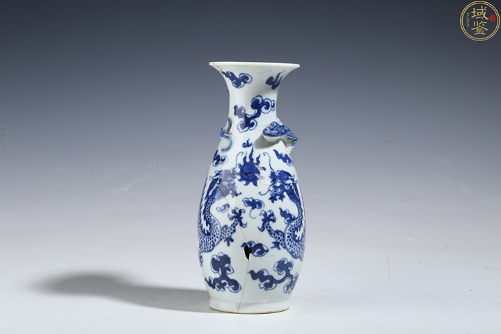 古玩陶瓷青花趕珠龍紋盤螭龍紋瓶拍賣，當前價格980元