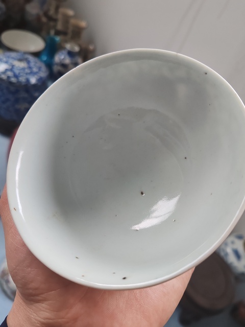 古玩陶瓷清中·青花淡描纏枝花卉紋碗真品鑒賞圖