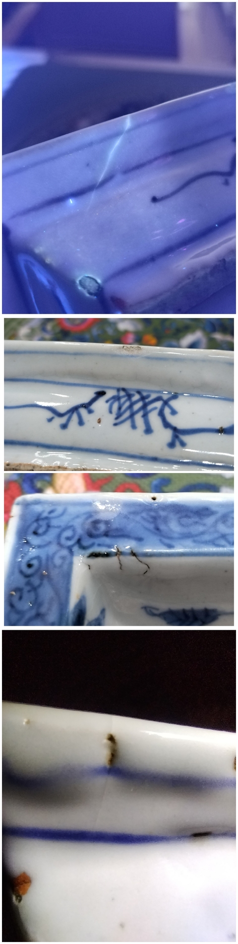 古玩陶瓷青花山水人物紋四方盤真品鑒賞圖