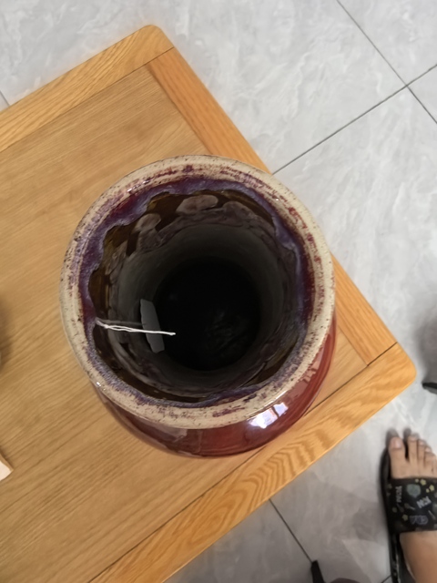 古玩陶瓷清中期窯變紅釉螭龍?zhí)烨蚱颗馁u,當(dāng)前價(jià)格39800元