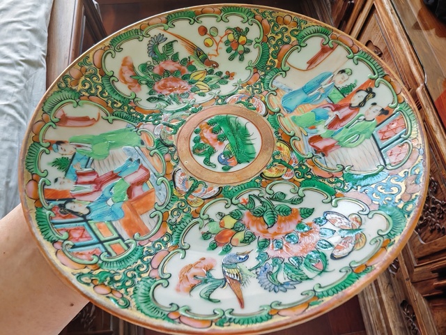 古玩陶瓷廣彩人物故事紋盤真品鑒賞圖