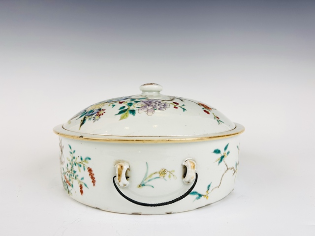 古玩陶瓷清晚期·粉彩花開富貴蓋鍋真品鑒賞圖