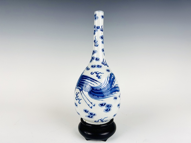 古玩陶瓷清晚期·青花鳳紋膽瓶真品鑒賞圖