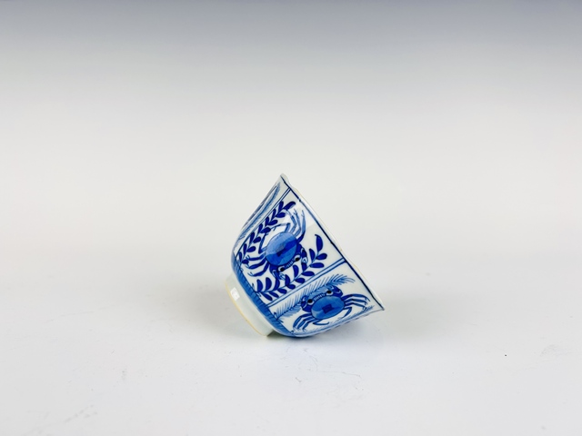 古玩陶瓷清光緒·青花魚蝦蟹杯碟真品鑒賞圖