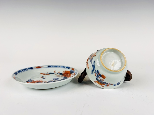 古玩陶瓷清早期·青花花鳥礬紅描金杯碟真品鑒賞圖
