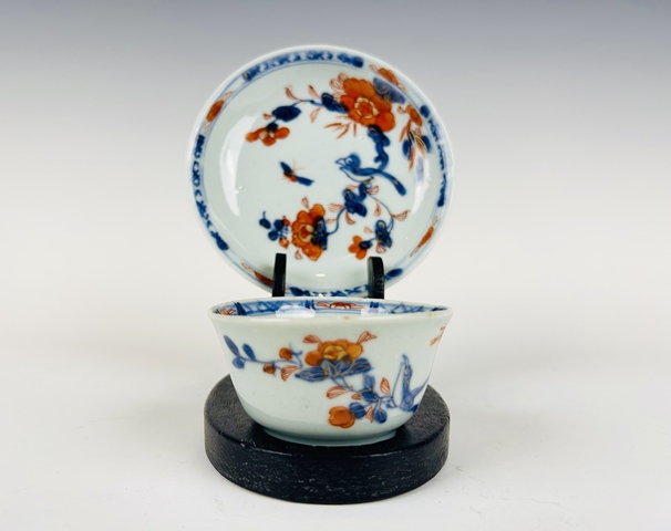 古玩陶瓷清早期·青花花鳥礬紅描金杯碟真品鑒賞圖