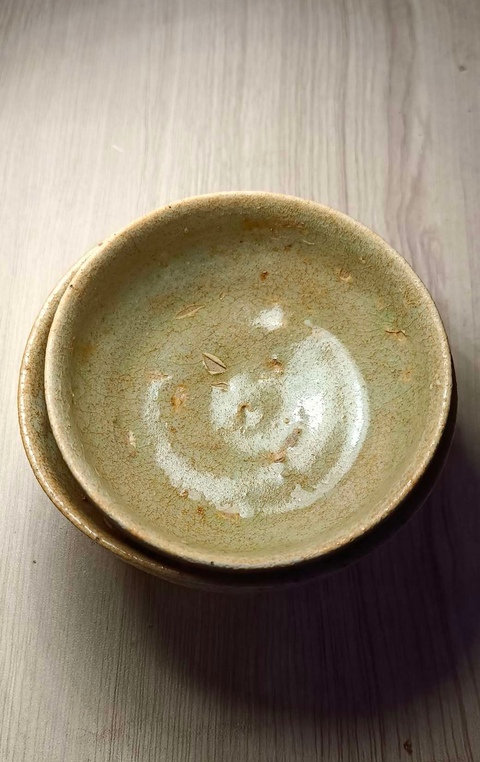 古玩陶瓷兩晉南北朝.岳州窯連體青釉茶碗拍賣,當(dāng)前價(jià)格600元