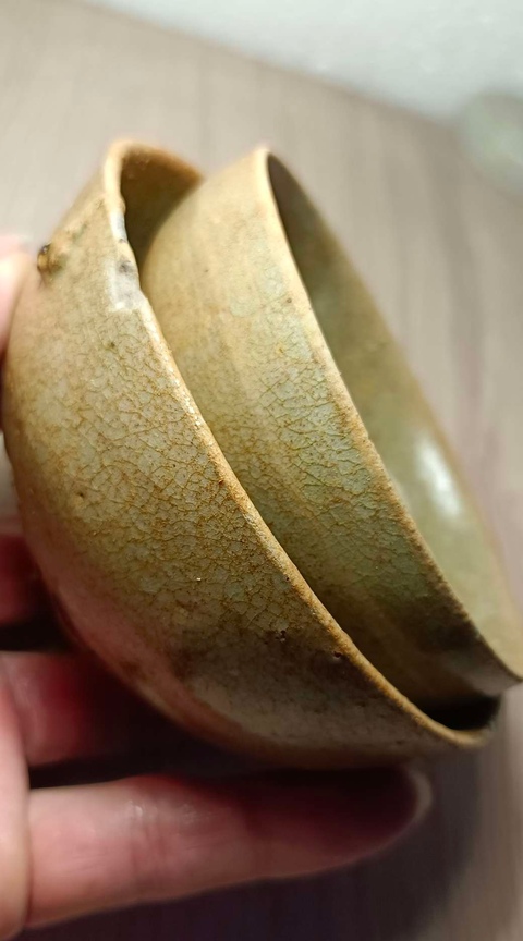 古玩陶瓷兩晉南北朝.岳州窯連體青釉茶碗拍賣,當(dāng)前價(jià)格600元