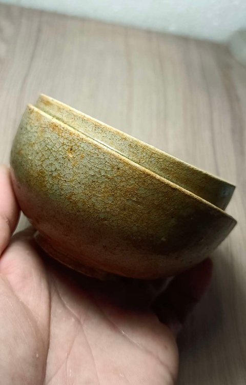 古玩陶瓷兩晉南北朝.岳州窯連體青釉茶碗拍賣,當(dāng)前價(jià)格600元