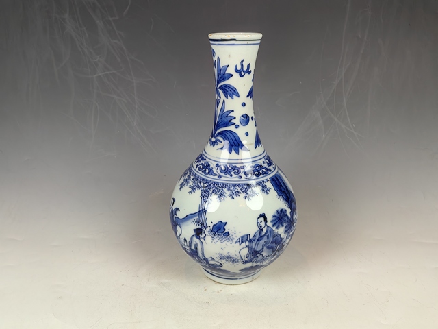 大明嘉靖年製 青花瓷 鯖竹林七賢人物缶陶磁器 美術品 置物 y605 靓宝格- 清早期青花竹林七贤人物大罐