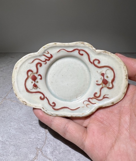 古玩陶瓷船型描金茶托真品鑒賞圖