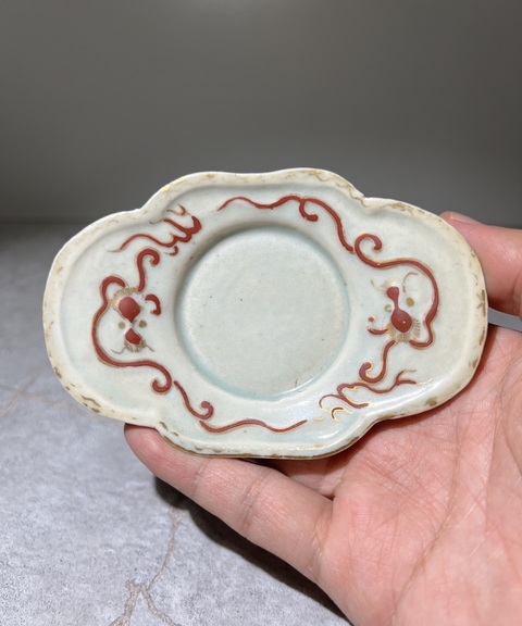 古玩陶瓷船型描金茶托真品鑒賞圖