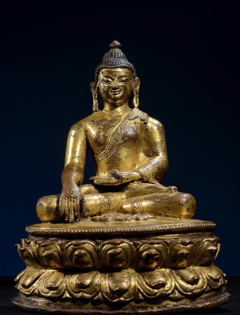 古玩銅器銅鎏金釋迦摩尼真品鑒賞圖