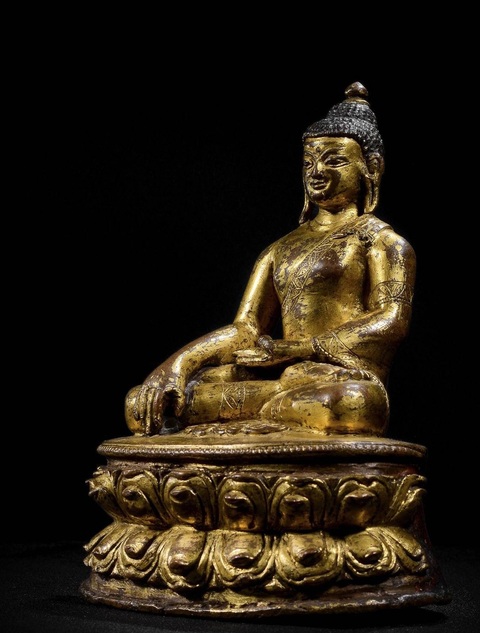 古玩銅器銅鎏金釋迦摩尼真品鑒賞圖