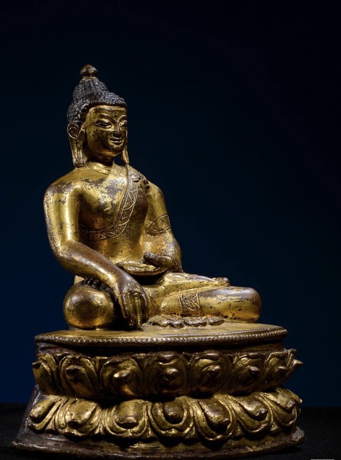古玩銅器銅鎏金釋迦摩尼真品鑒賞圖