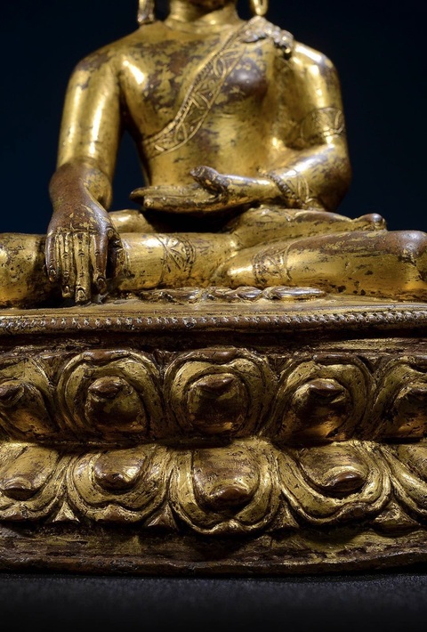 古玩銅器銅鎏金釋迦摩尼真品鑒賞圖