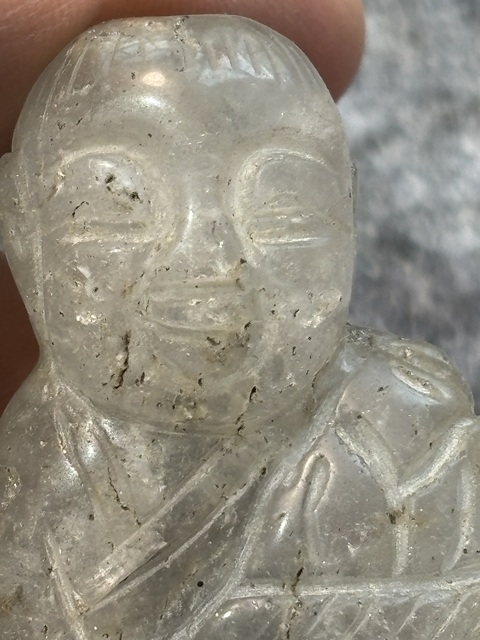 古玩玉器水晶雕“祝壽童子”把件真品鑒賞圖