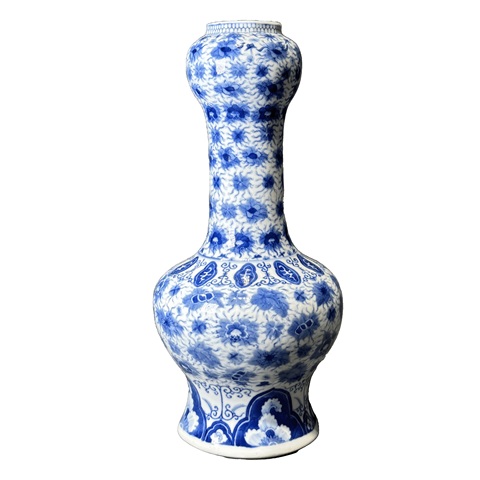 古玩陶瓷青花花卉紋蒜頭瓶拍賣,當前價格9888元