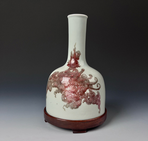 古玩陶瓷釉里紅搖鈴尊真品鑒賞圖