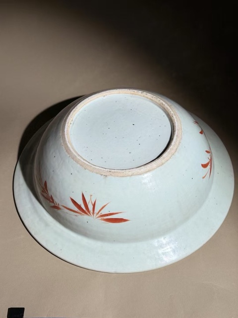古玩陶瓷粉彩鳳穿牡丹圖折沿盆真品鑒賞圖