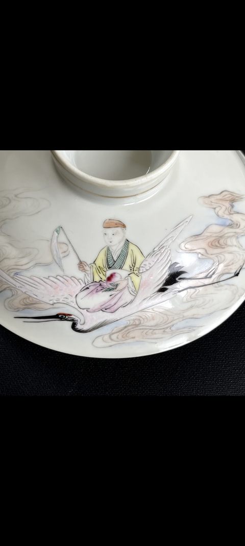 古玩陶瓷民國(guó) 粉彩人物紋合和器真品鑒賞圖