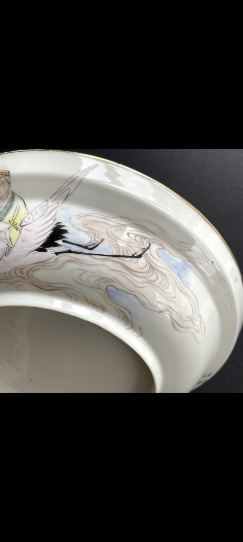 古玩陶瓷民國(guó) 粉彩人物紋合和器真品鑒賞圖