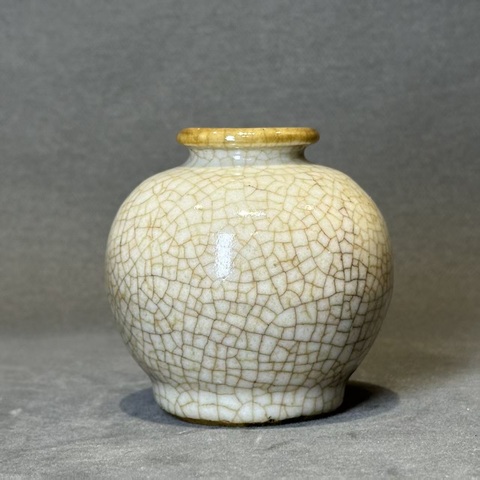 古玩陶瓷哥釉石榴罐真品鑒賞圖