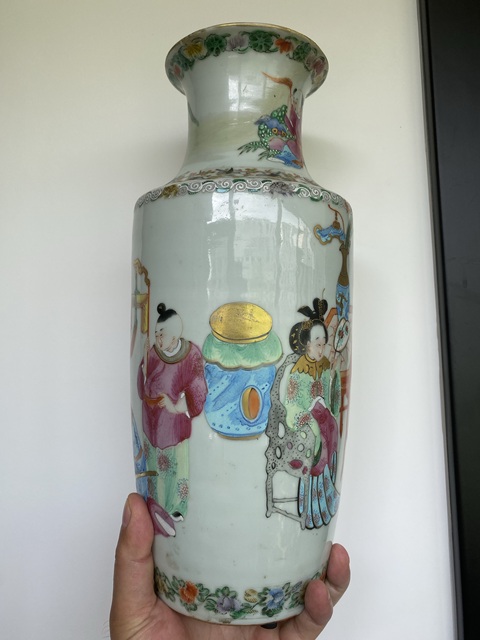 古玩陶瓷廣彩人物瓶真品鑒賞圖