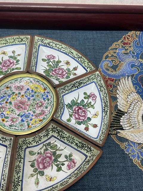 古玩陶瓷銅胎畫琺瑯彩花卉紋七攢盤真品鑒賞圖