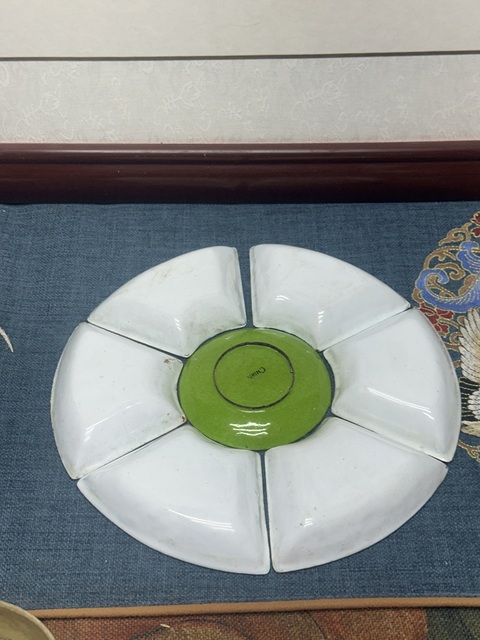 古玩陶瓷銅胎畫琺瑯彩花卉紋七攢盤真品鑒賞圖