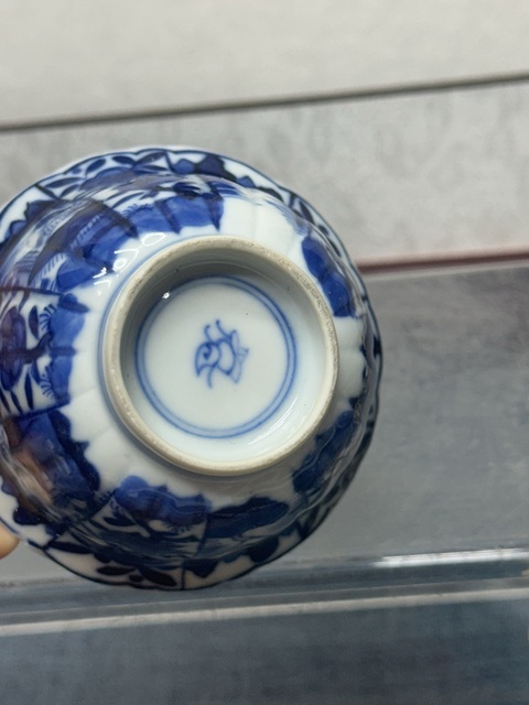 古玩陶瓷清中晚期精品青花大尺寸花口茶杯拍賣,當前價格1260元