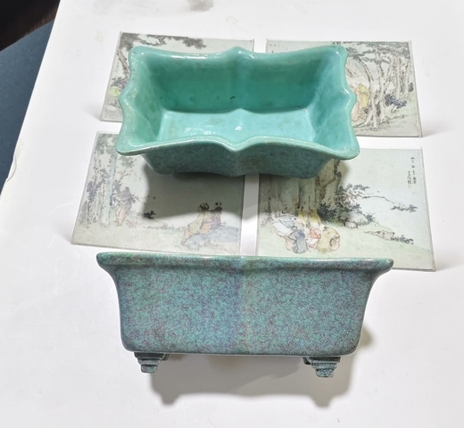 古玩陶瓷爐鈞釉四足洗真品鑒賞圖