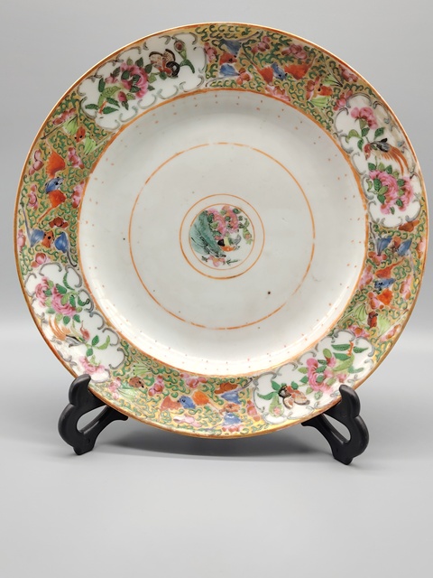 古玩陶瓷大尺寸廣彩花鳥紋盤拍賣，當前價格888元