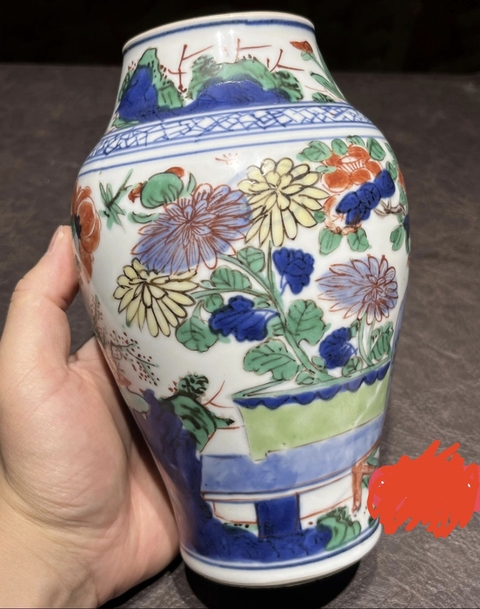 古玩陶瓷清順治 青花五彩花卉紋蓮子罐真品鑒賞圖