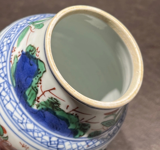 古玩陶瓷清順治 青花五彩花卉紋蓮子罐真品鑒賞圖