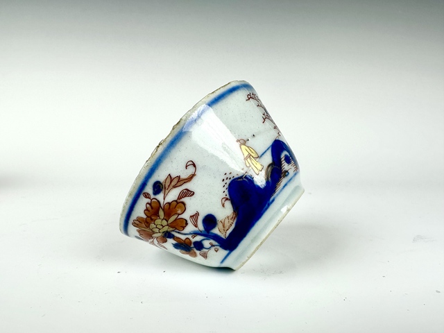 古玩陶瓷清康熙·青花加彩描金高仕亭臺樓閣馬蹄杯拍賣,當前價格1元