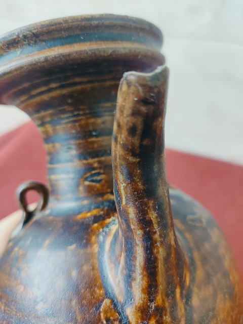 古玩陶瓷褐釉執壺真品鑒賞圖