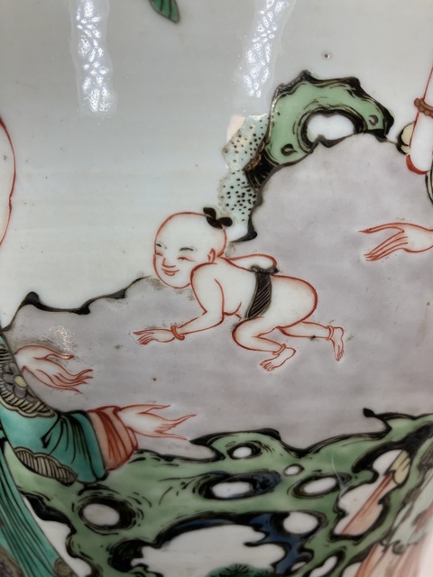 古玩陶瓷對弈圖五彩將軍罐真品鑒賞圖