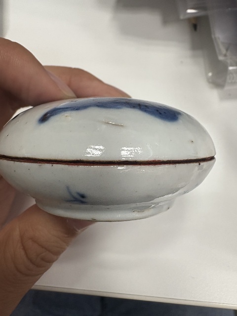 古玩陶瓷青花印泥盒真品鑒賞圖