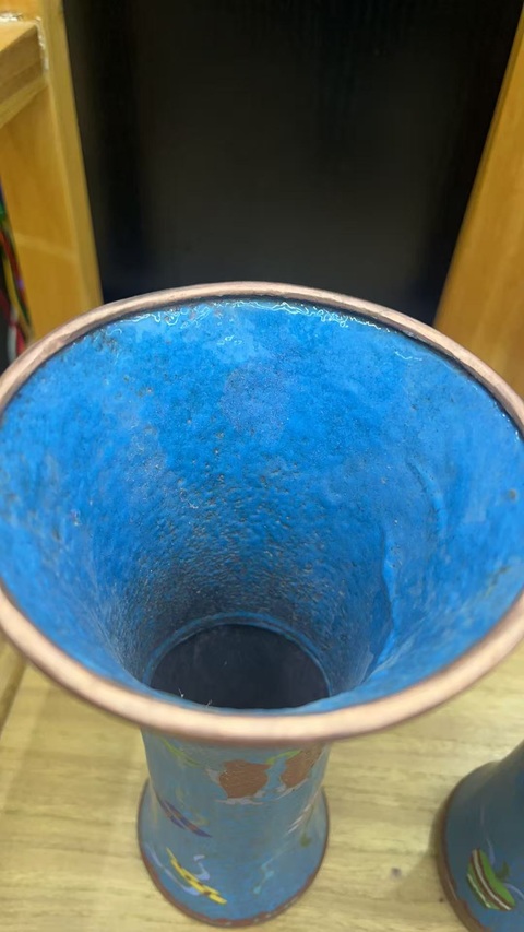古玩銅器掐絲琺瑯花觚拍賣,當前價格5600元