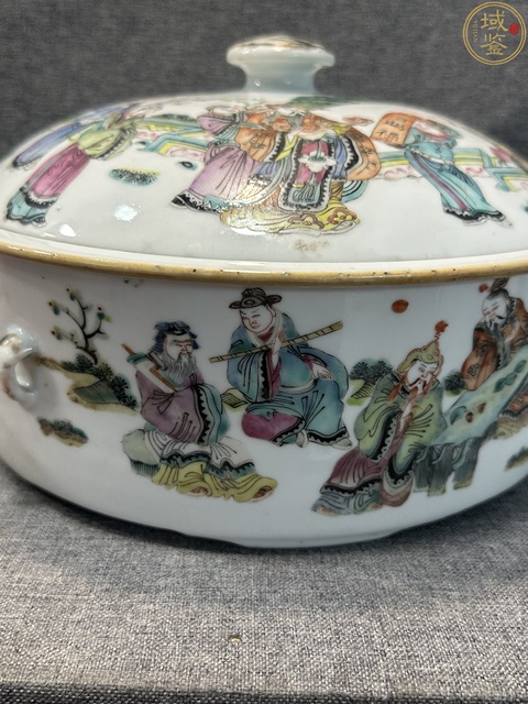 古玩陶瓷清同治 粉彩人物紋品鍋真品鑒賞圖